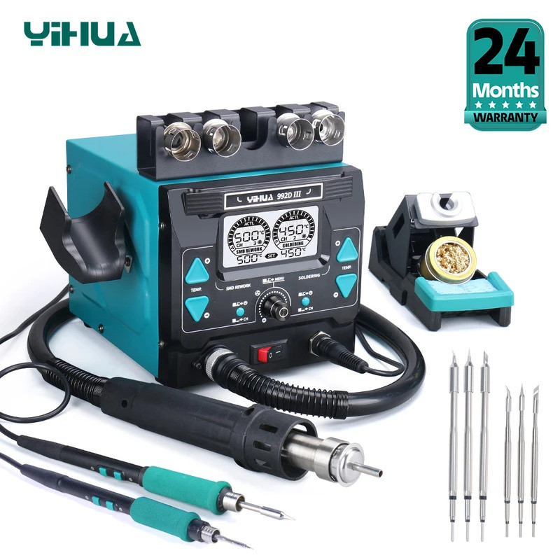 YIHUA 992D-III Hot Air Rework Station 210 245 สถานีเหล็กสําหรับกล้องจุลทรรศน์บัดกรีอิเล็กทรอนิกส์ซ่อ