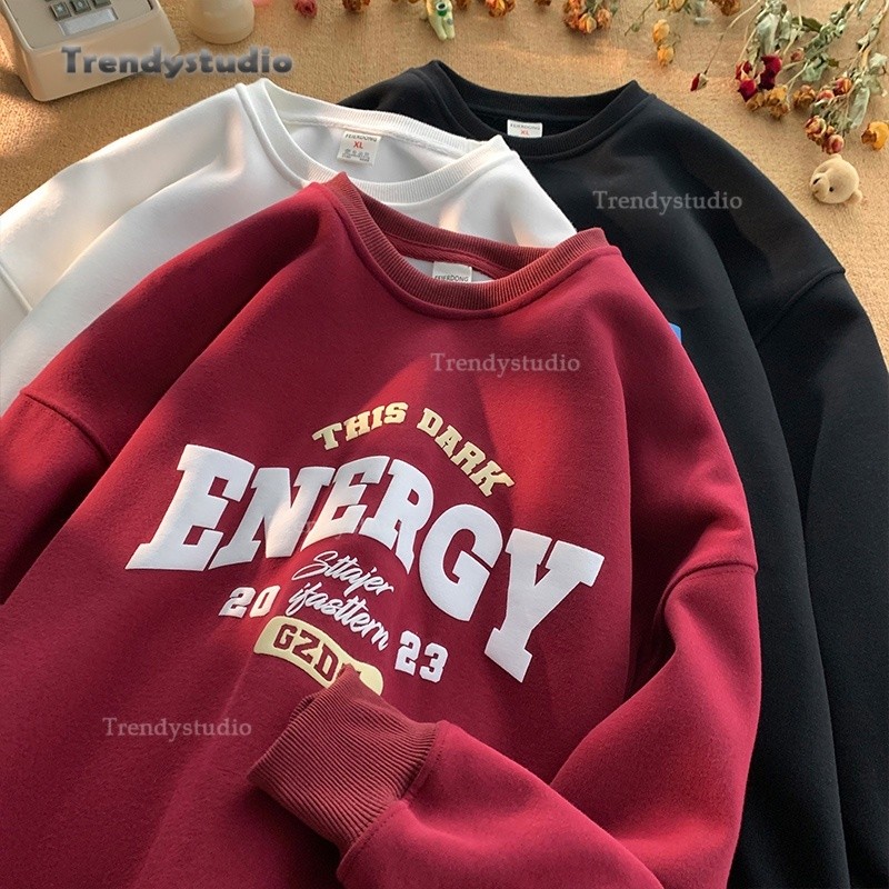 เสื้อกันหนาวแขนยาว ทรงหลวม พิมพ์ลายตัวอักษร สีสันสดใส สไตล์ฮิปฮอป แฟชั่นอเมริกัน สําหรับผู้ชาย