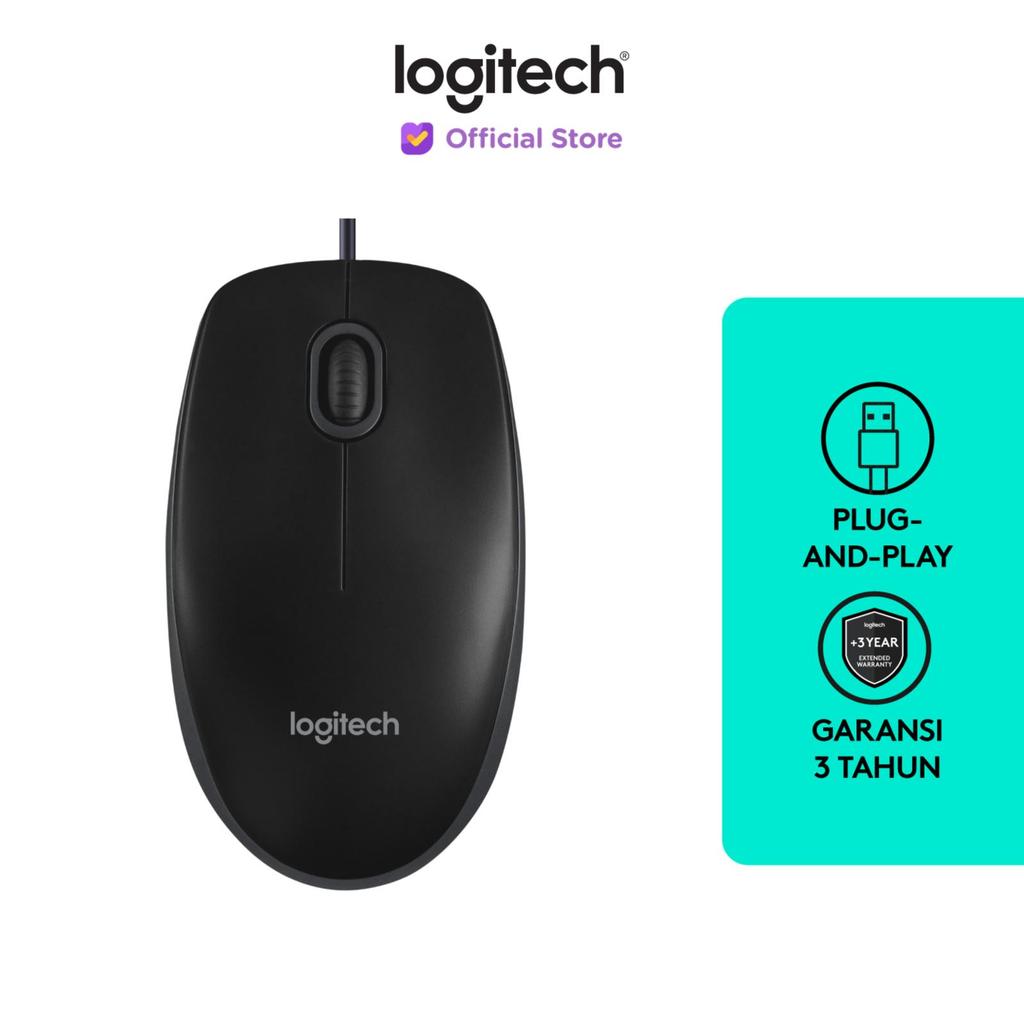 Logitech B100 Mouse USB Optical แบบมีสาย