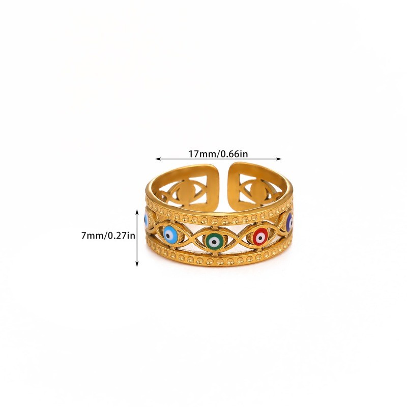 แหวนตาปีศาจ สแตนเลส 18K Gold-Plated ออกแบบคลาสสิก - รูปที่ 3