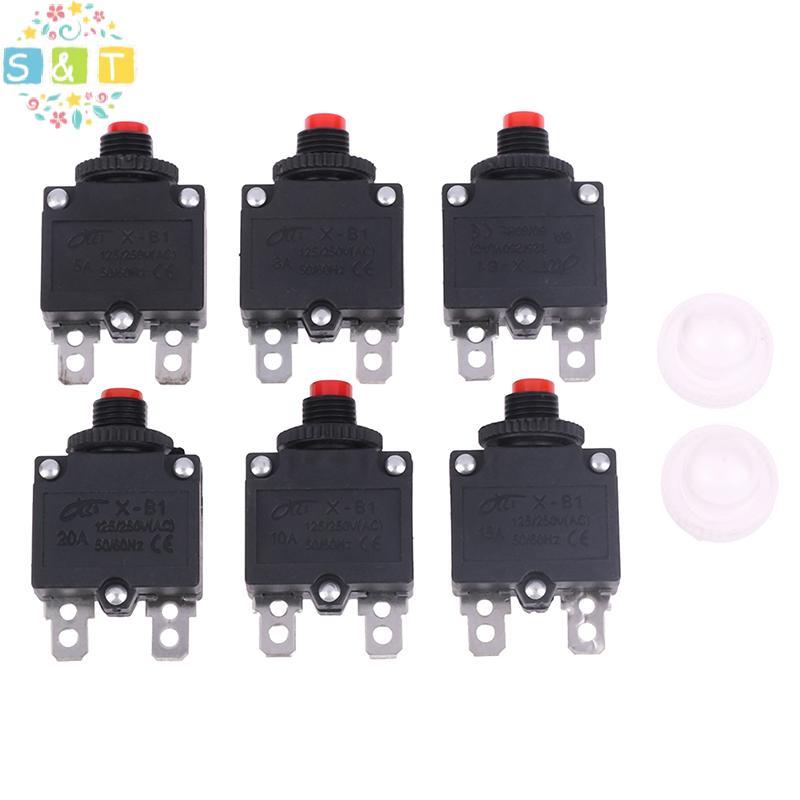 [S&T] Thermal Switch Circuit Breaker Overload Protector 5A 6A 8A 10A 15A 20A Overload Switch Protect