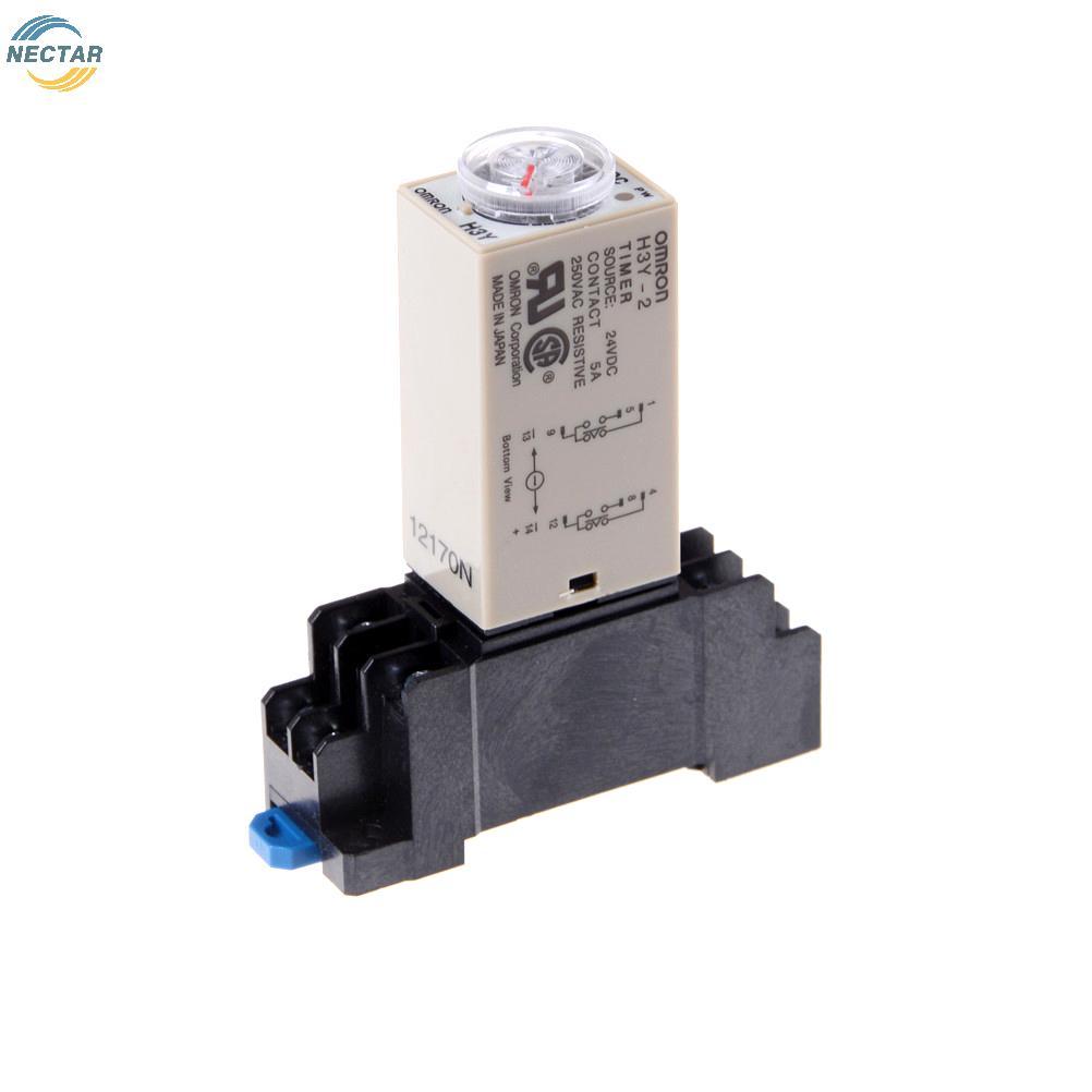 TAR DC 24V H3Y-2 Power On Time Relay Delay Timer 0-60 วินาที DPDT & ฐานซ็อกเก็ต N