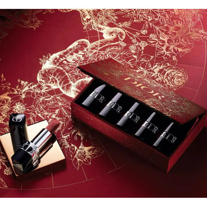 Dior/dior Dior Lipstick Flower New Year Limited Series Medium Sample Five Piece Set Dior Red Box 1.5