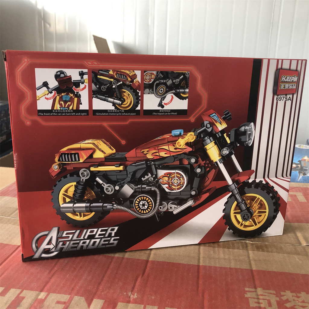 Huijilepin Avengers กัปตันอเมริกาเหล็กรถจักรยานยนต์ประกอบ Man Minifigure การศึกษาตรัสรู้ชายของเล่น g