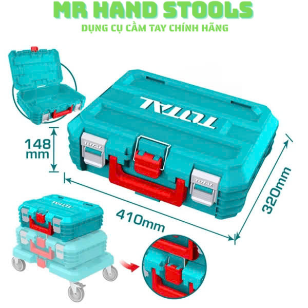 กล่องเครื่องมือ กระดานกลิ้ง ล็อคพลาสติก PP ขนาด 16 พลาสติก PP 19 TOTAL - TPBXS101 - TPBXS102