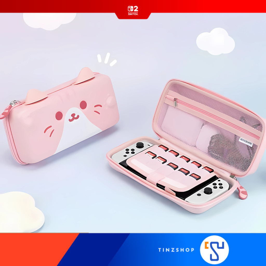 [ส่งด่วน] [Switch2] Geekshare NS2 Cat Ear Slim Pouch (Pink) Storage Bag กระเป๋าใส่เครื่องเกม Switch2 หูแมวสีชมพู