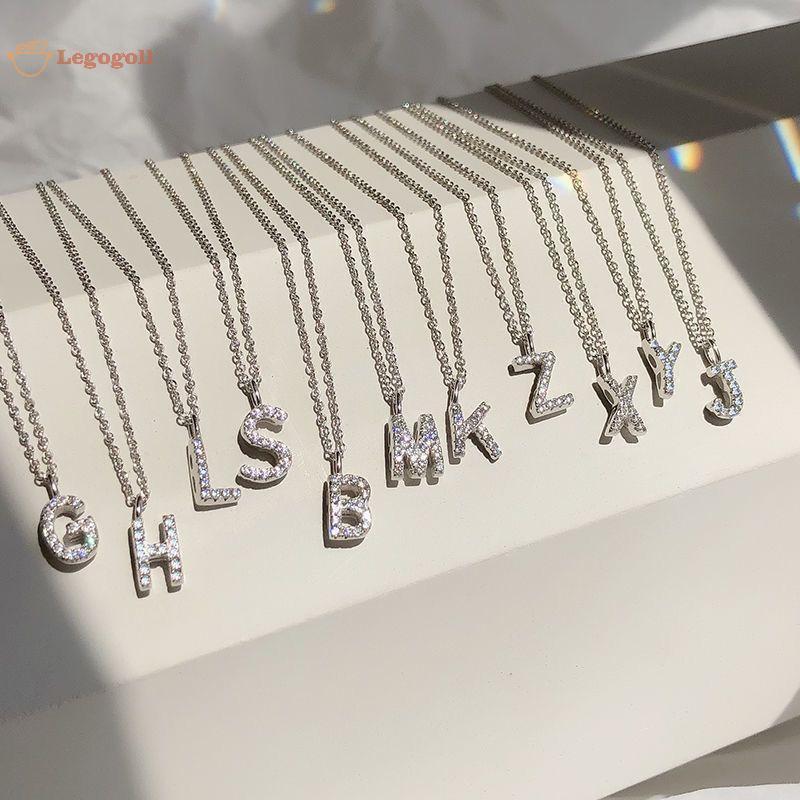 Legogoll แฟชั่น Shining AZ จี้ตัวอักษร Charm สร้อยคอ 26 ตัวอักษรเริ่มต้นชื่อ Clavicle Chain เครื่องป