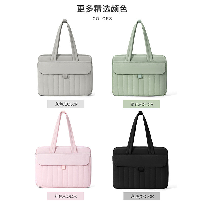 กระเป๋าแล็ปท็อปขนาด 16 นิ้วสำหรับผู้หญิง ออกแบบมาอย่างเรียบง่ายแต่อินเทรนด์หลายสี และมีช่องสำหรับใส่ iPad - รูปที่ 3