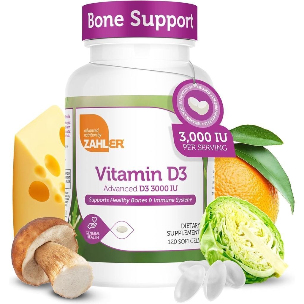 Zahler - วิตามินขั้นสูง D3 3000 IU Softgels (120 Count) Koher มังสวิรัติที่เป็นมิตรวิตามิน D สําหรับ