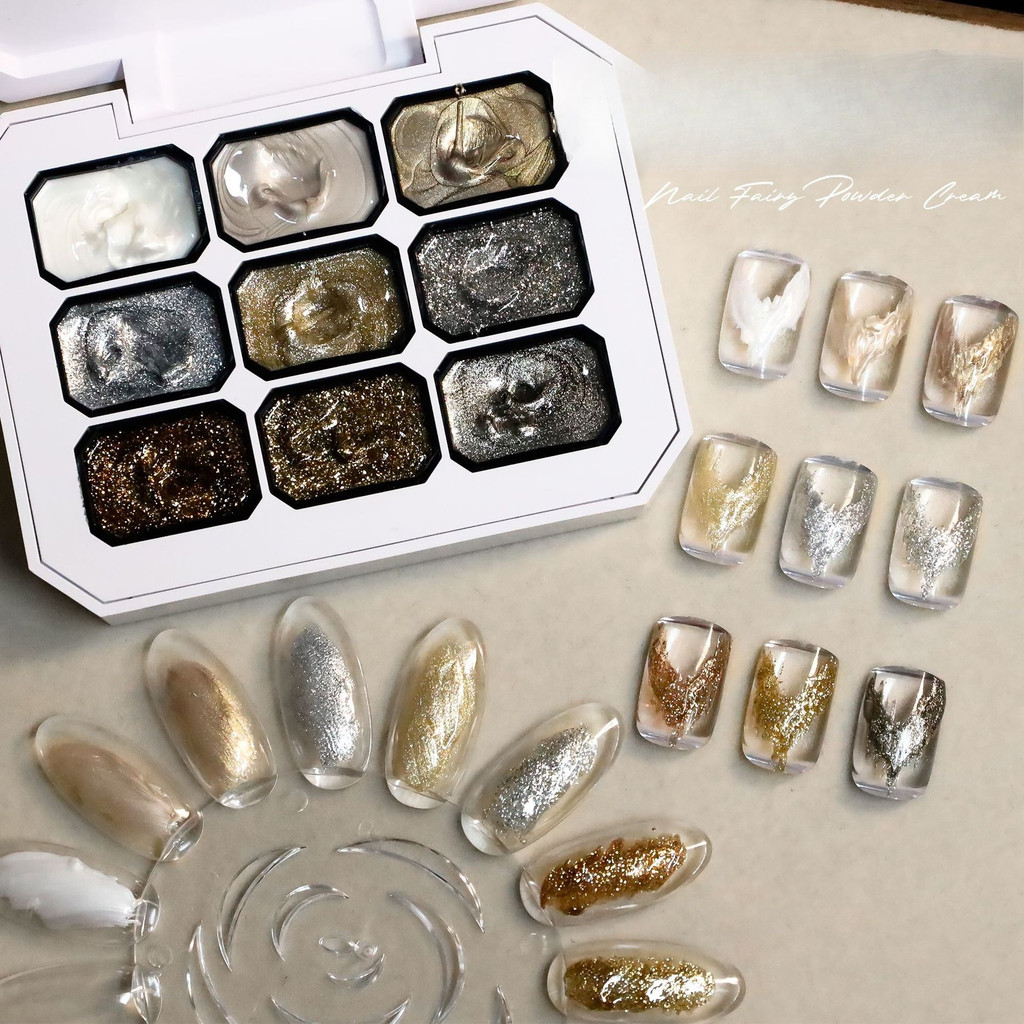 Monja สีเจลตลับ สีกากเพชร 9 ช่อง ตลับทอง เจลเพ้นท์เนื้อแน่น สีชัด กากเพชรแน่น - NT Nail