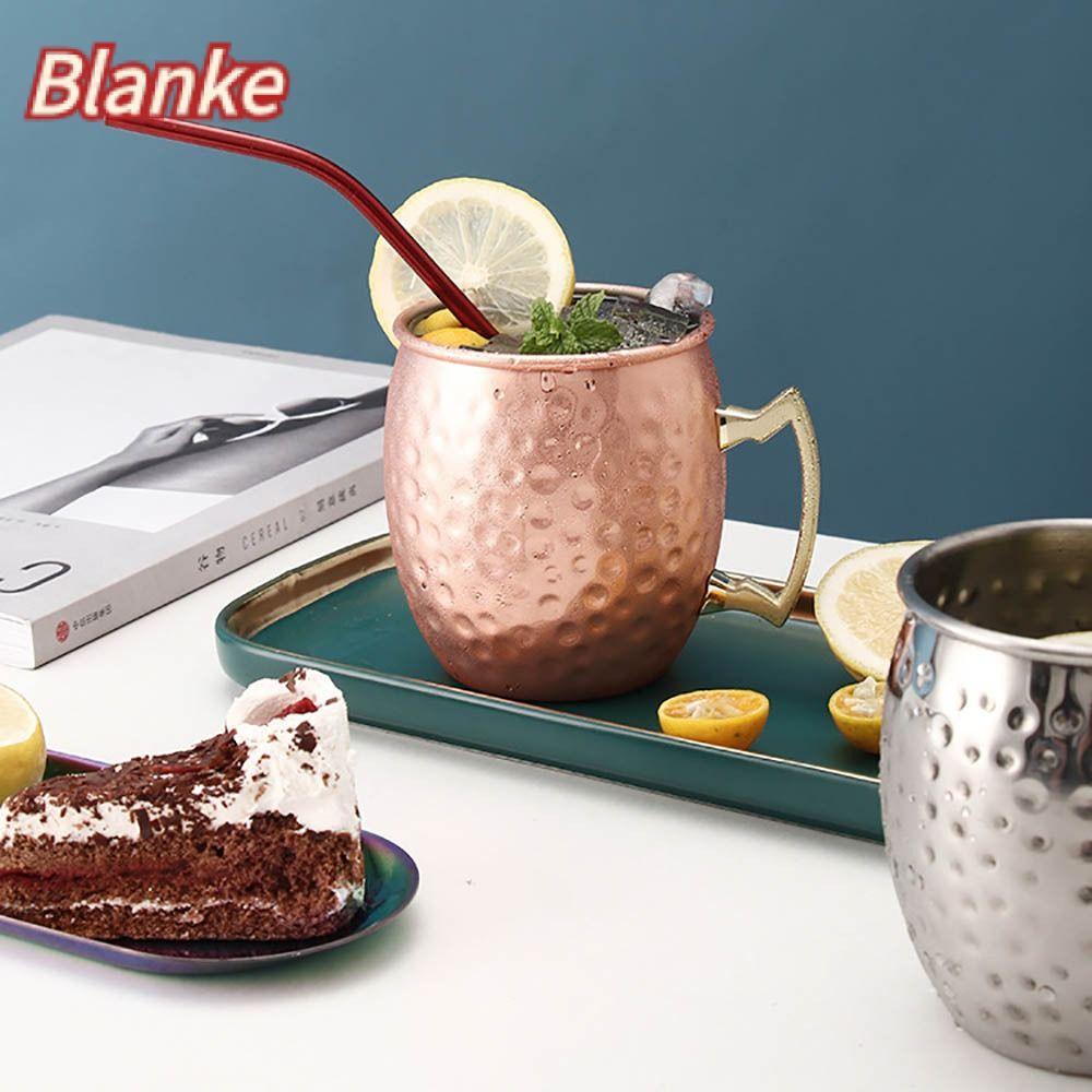 BLANKE ถ้วยทองแดงบริสุทธิ์, Moscow Mule 500ml ถ้วยแก้ว,พร้อมที่จับโลดที่แข็งแกร่งแปรงลักษณะค้อนเรียบ