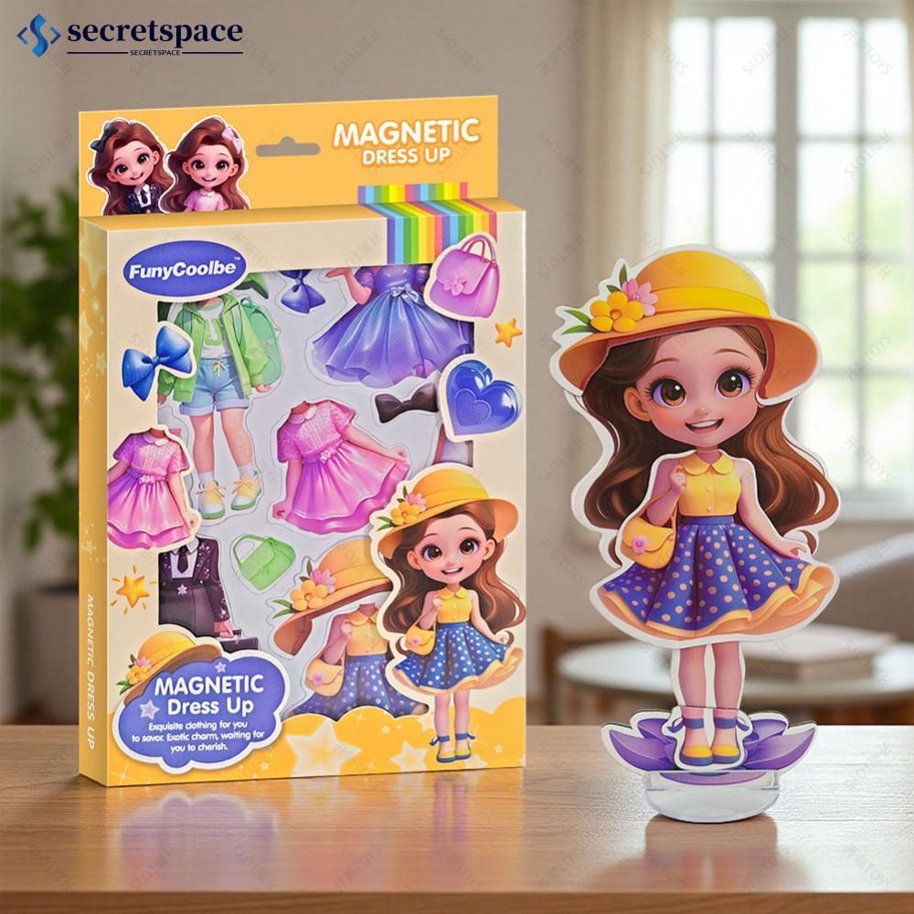 SECRETSPACE Magnetic Princess Pretend Play ของเล่นแม่เหล็ก Dress Up ตุ๊กตาสําหรับสาวเล่น Travel Play