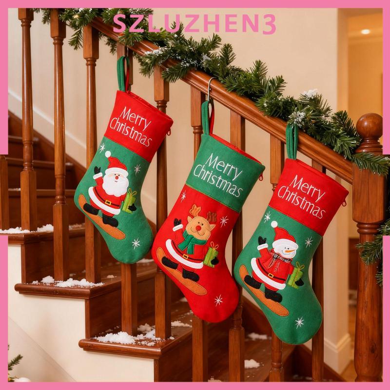 [ซลูเจิ้น3] ถุงน่องคริสต์มาส 3x ถุงเท้า 3 มิติ ถุงของขวัญสําหรับบ้าน วันส่งท้ายปีเก่า สํานักงาน ต้นค