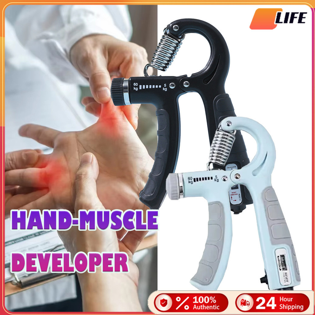 เก็บปลายทาง！hand grip ที่บีบมือ เสริมกล้ามเนื้อ มีหน้าจอดิจิทัล สำหรับอุปกรณ์บริหารมือ ปรับแรงต้านได้60KG