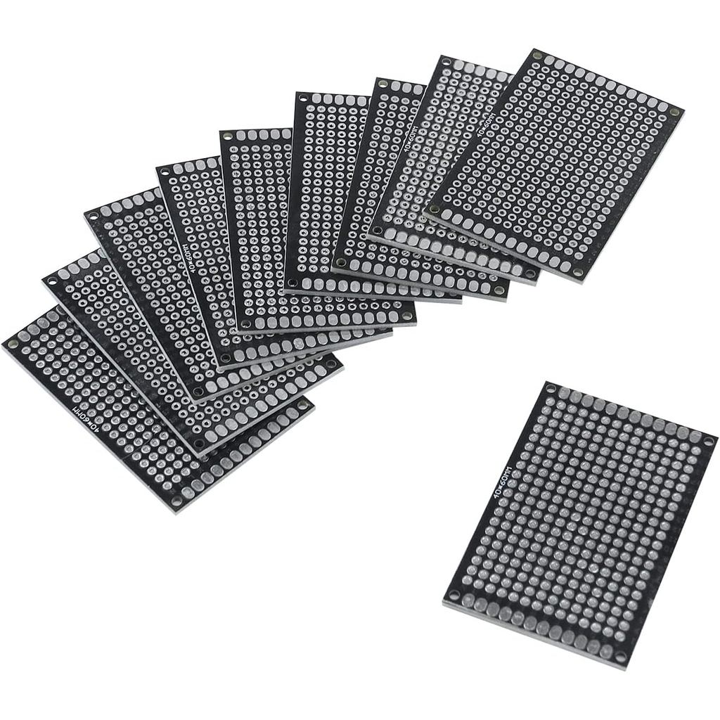 T T T Ulead สีดํา PCB ต้นแบบ Perf บอร์ดขนาดเล็กสองด้าน Universal การทดลองบอร์ด 2.4 "x1.6 "แพ็ค 10 ชิ