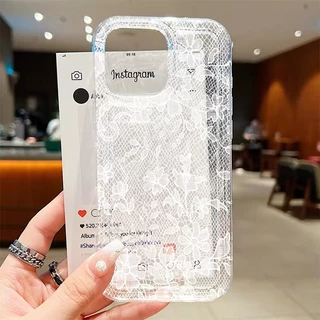 สําหรับiPhone 17 16 11 12 13 14 15 Pro MaxสําหรับiPhone 16e XR X XS Max 7 8 Plus SE2020 2022 เซ็กซี่ลูกไม้รูปแบบTrprentซิลิโคนปกอ่อน