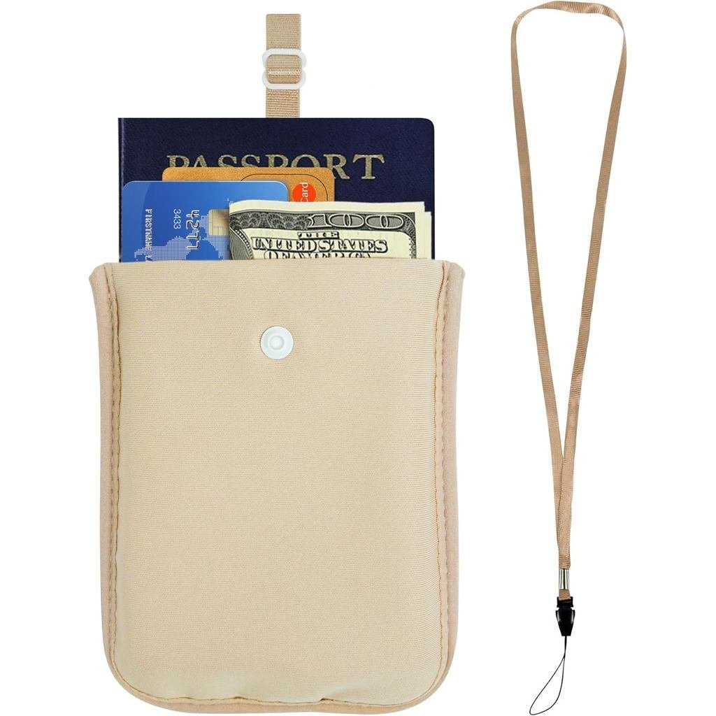 RFID-Blocking Travel Bra Wallet, กระเป๋าเงินที่ซ่อนอยู่พร้อมสายยางยืดแบบปรับได้, กระเป๋าลับในอุดมคติ