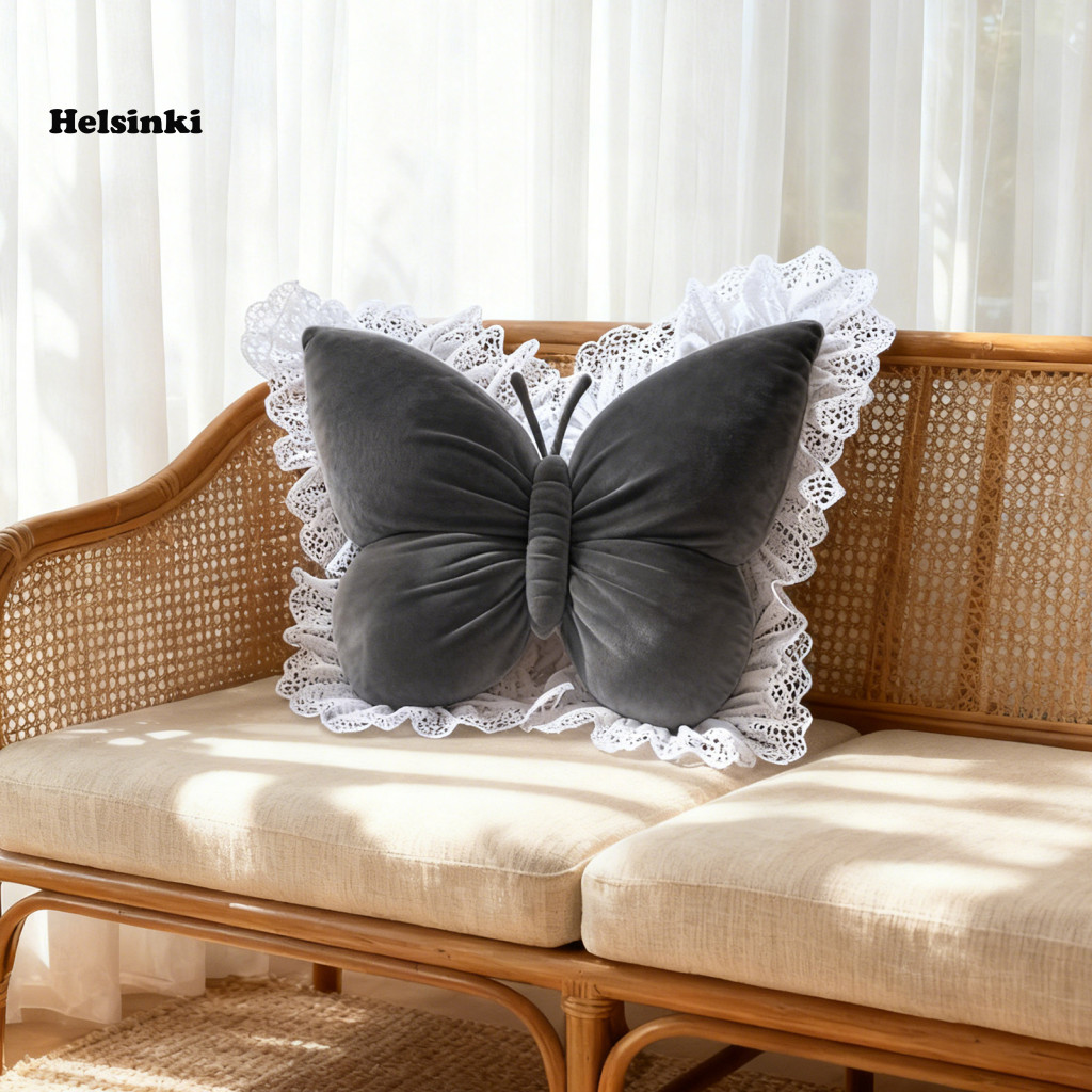 HLS หมอนตกแต่งหรูหรา Accent หมอนผีเสื้อโยนหมอนลูกไม้ Trim – ตกแต่งสไตล์เจ้าหญิงเบาะยัดไส้สําหรับห้อง