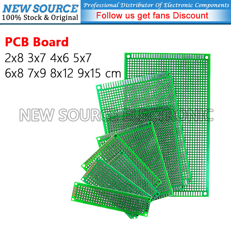 [1 ชิ้น] บอร์ด PCB 2x8 3x7 4x6 5x7 6x8 7x9 8x12 9x15 ซม. ต้นแบบ Universal Board คู่ด้านข้าง Protoboard พิมพ์แผงวงจร 4*6 3*7 5*7 แหล่งใหม่