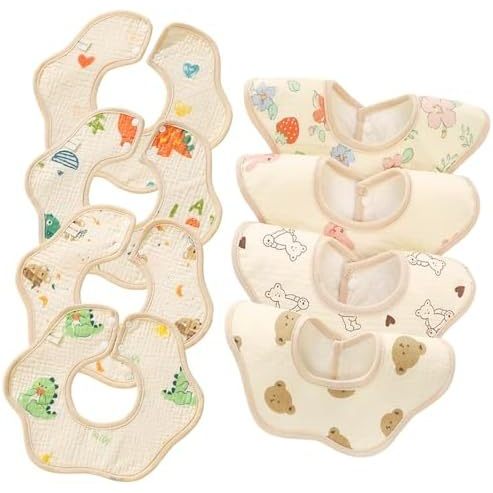 ผ้ากันเปื้อนเด็ก Muslin Drool Teething Drooling Bibs for Baby Girl Boy Muslin Cotton