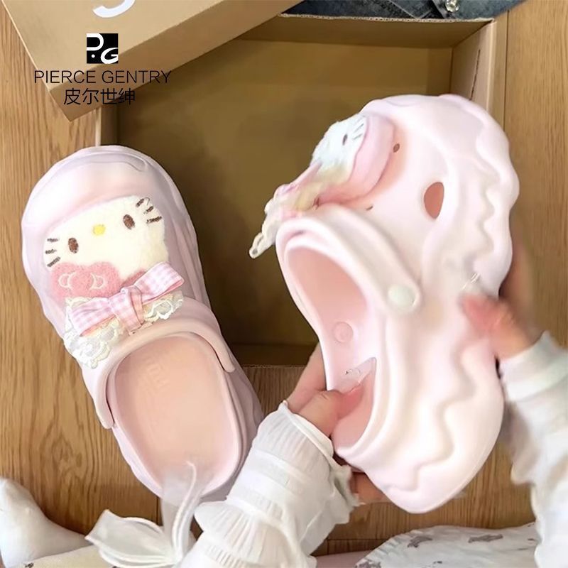 可爱卡通洞洞鞋女2025年新款夏季外穿厚底增高凉拖鞋女Anti-slip Thick-soled Croats for Women in Summer Give a Feeling of Steppi