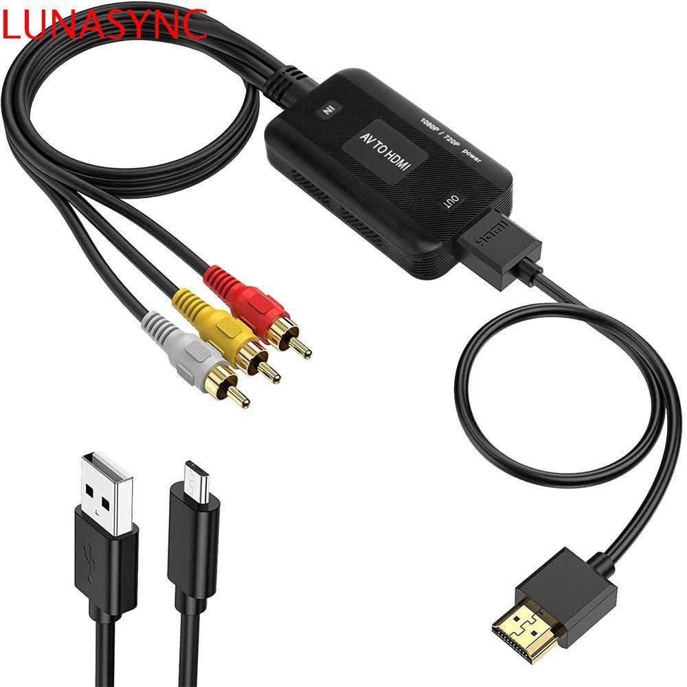 LUNASYNC AV to HDMI Converter สาย RCA สายสัญญาณเสียงสากล 1080P Converter สาย RCA เป็น HDMI AV/RCA เป