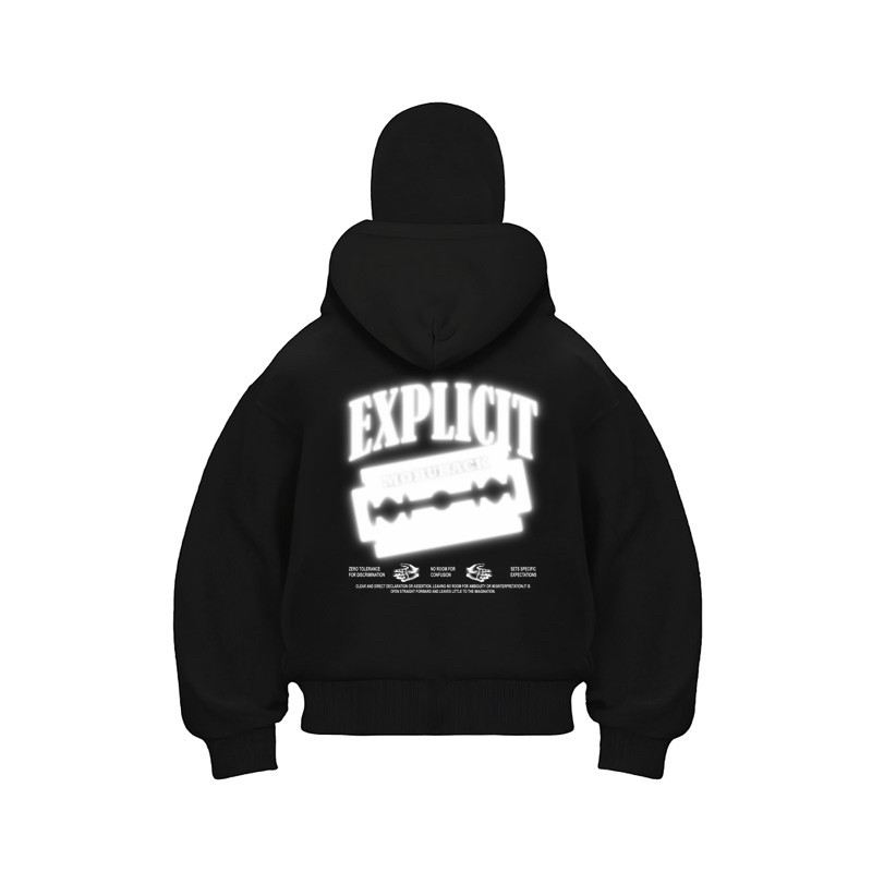 Baju Mobuback Explicit เสื้อกันหนาว Hoodie Ninja Balaclava Menyala สะท้อนแสงซิป Boxy Reflektif Nyala