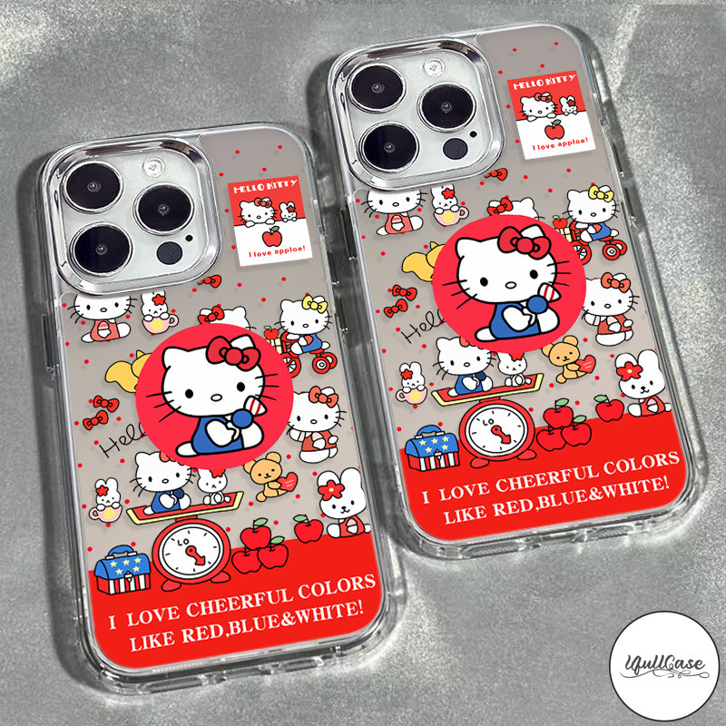 สำหรับ IPhone 17 XR 16 13 15 11 12 14 Pro Max 8 7 16 Plus XS X Maxอินเทรนด์ผลไม้โบว์คิตตี้ชุบโลหะเลนส์กรอบสูงกันกระแทกปก