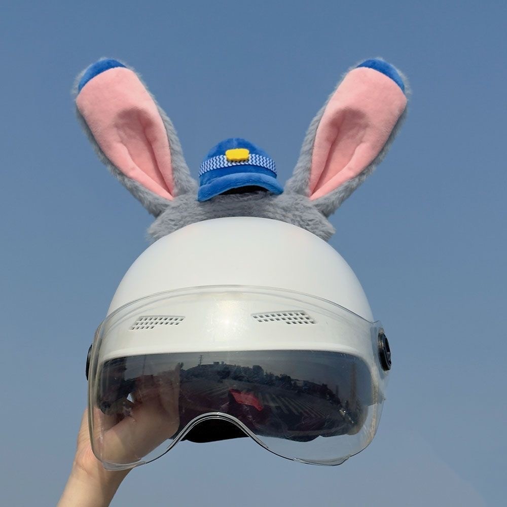 3D Fox/Rabbit Ears Motorcycle Helmet Decoration - Cute Soft Plush Accessory for Fashion Riders (Helm