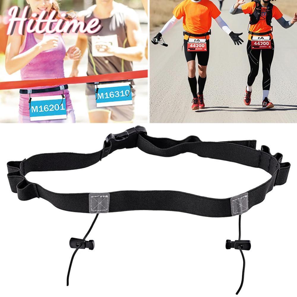 HITTIME Marathon Race Number เข็มขัดเอว 6 ห่วงเข็มขัดวิ่งกลางแจ้งปรับสําหรับวิ่งขี่จักรยาน Triathlon