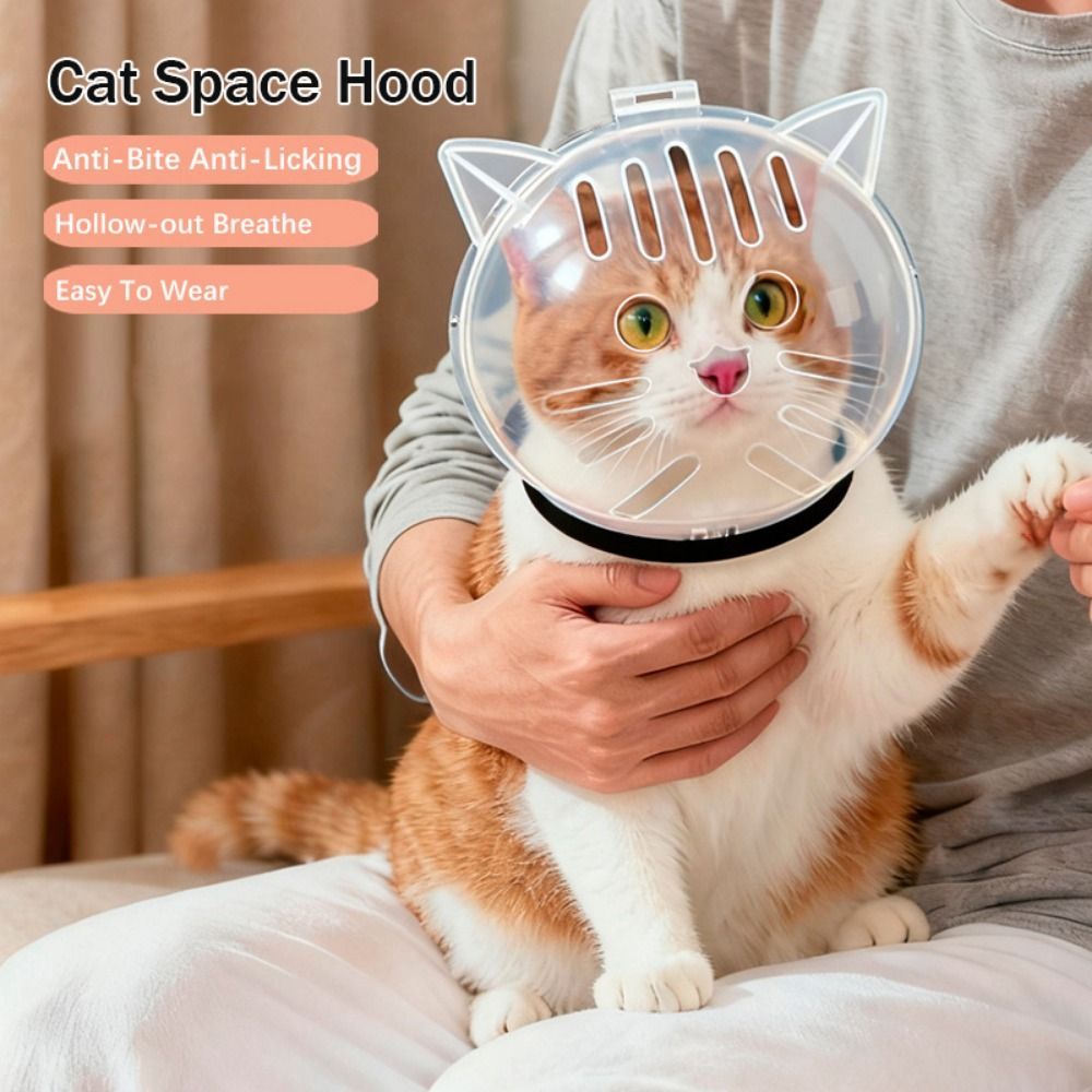 WUPEI Cat Space Hood,โปร่งใสAnti-Licking Breathable Cat Muzzle,Anti-Bite Anti Scratch Cat Groomingอุปกรณ์เสริมแมวฝาครอบหมวกนิรภัย ราคา ถูกที่สุด ดีลบีเคเค แกลเลอรีภาพที่ 8