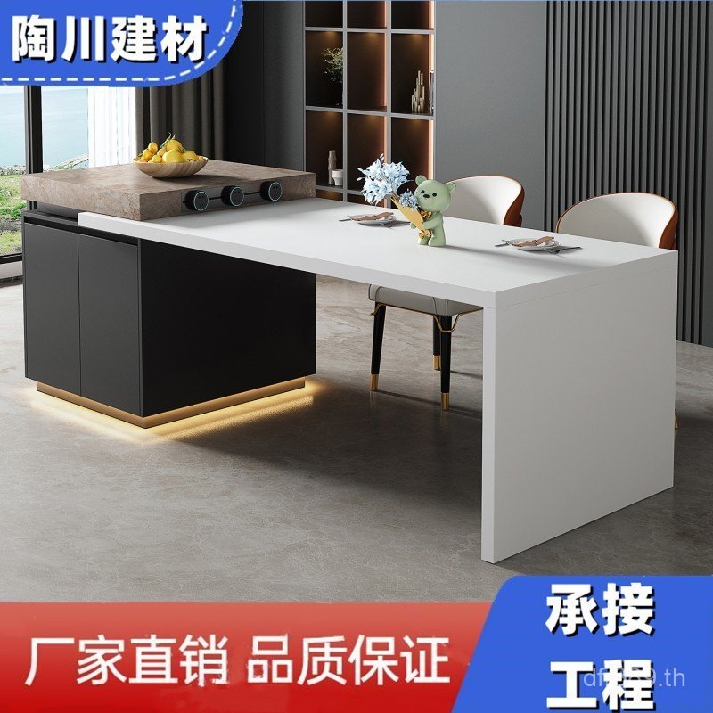 One Island Taichung Island โต๊ะรับประทานอาหารหรูหราระงับอะคริลิค Slate อิตาลี Retractable หินหรูหราส