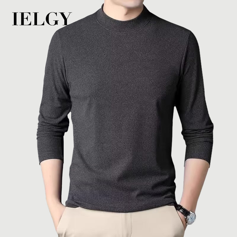 IELGY Mens Mid Neck Long-Sleeved Bottoming Shirt Half-High Collar Top T