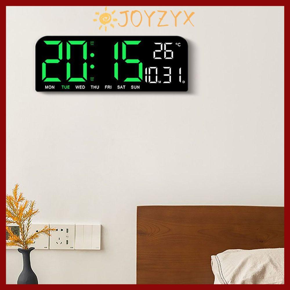 นาฬิกาแขวนอิเล็กทรอนิกส์ JOYZYX นาฬิกา LED ดิจิตอลติดผนังอเนกประสงค์ อุณหภูมิ DST วันที่นาฬิกาตั้งโต๊ะจอแสดงผลสําหรับห้องนอน
