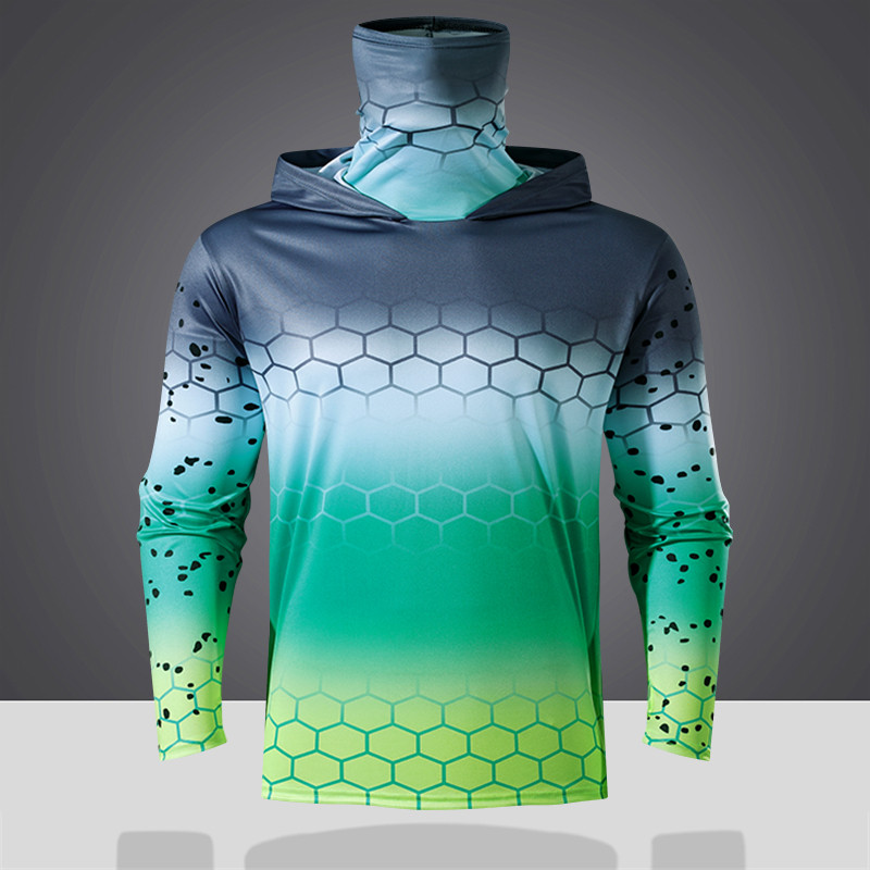 Unisex အားကစားအင်္ကျီ လေကာမျက်နှာဖုံးပါ UV ကာကွယ် Hoodie လက်ရှည် သက်တောင့်သက်သာ (ငါးဖမ်း/အပြင်ထွက်)