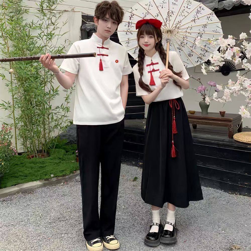 Hanfu ชุดนักเรียนสไตล์จีนโบราณสำหรับมัธยมต้น สวมใส่ได้ในงานแข่งขันและการแสดง#汉服古风中式校服初高中生红歌朗诵比赛合唱演出服运动会班服套装 - รูปที่ 7