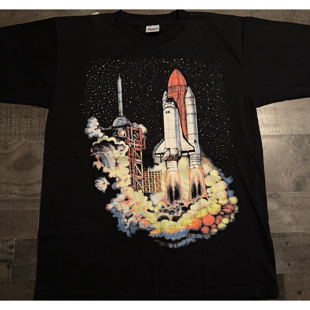 Retro Top Mens Spaceplane Pattern 90s All-Match Fashion Men Women