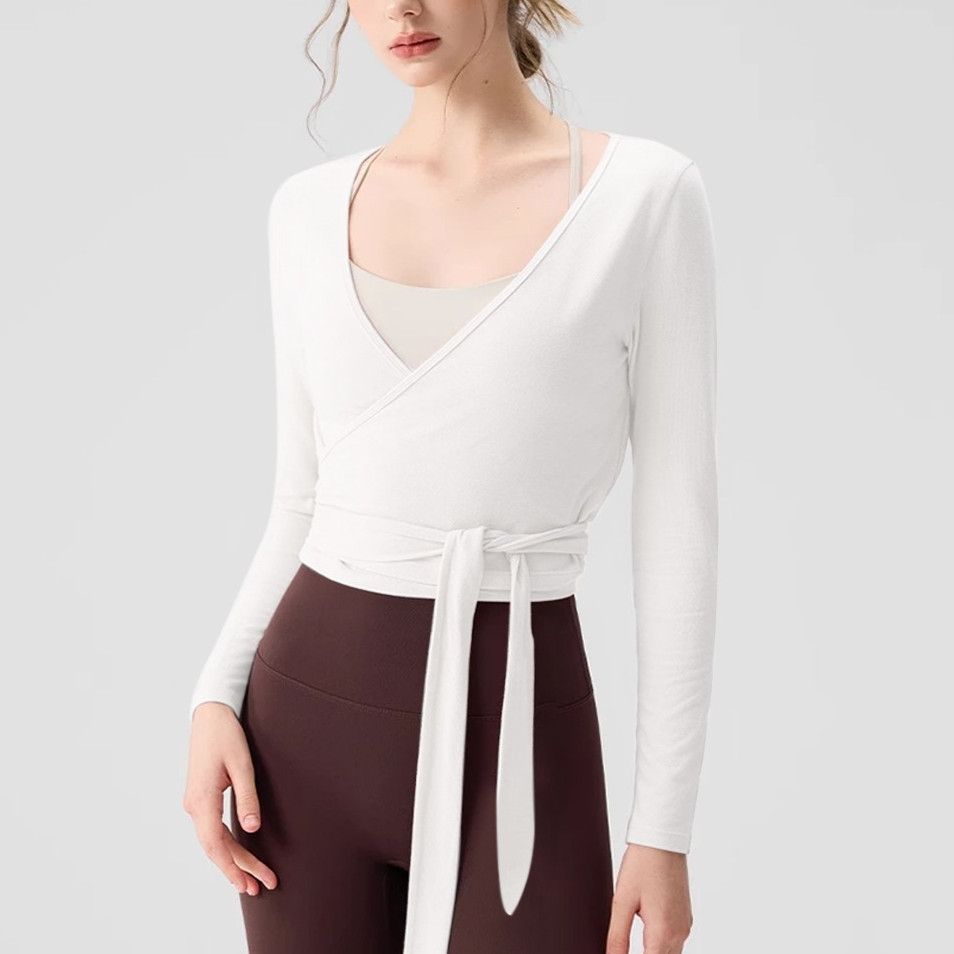 สปอร์ตแองเจิลผู้หญิง ดีไซน์ลึก ระบายอากาศดี เหมาะสำหรับโยคะ เต้นรำ พิลาทิส - รูปที่ 4