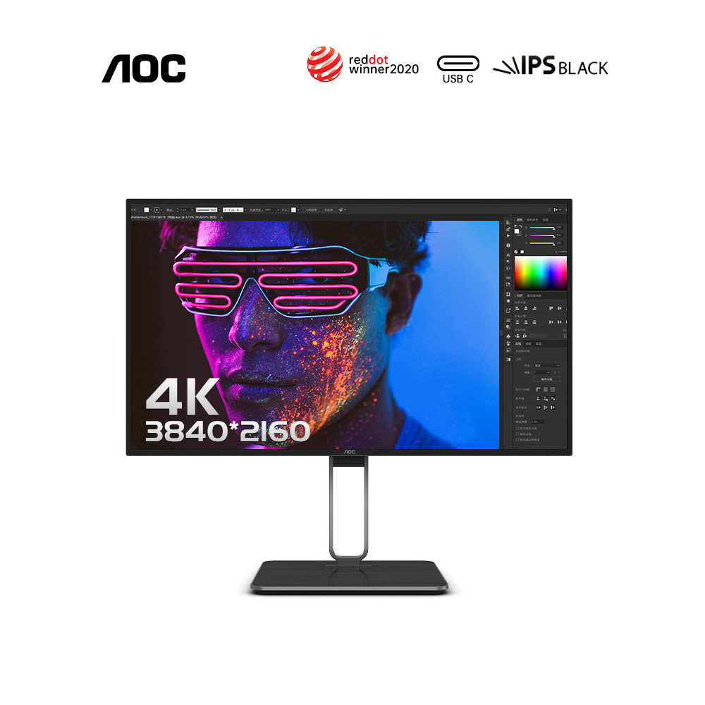 AOC27 นิ้ว U27U2DP จอแสดงผลการออกแบบ 4KNanoIPS หน้าจอย้อนกลับชาร์จ 90W คอมพิวเตอร์เดสก์ท็อปหน้าจอ 2K