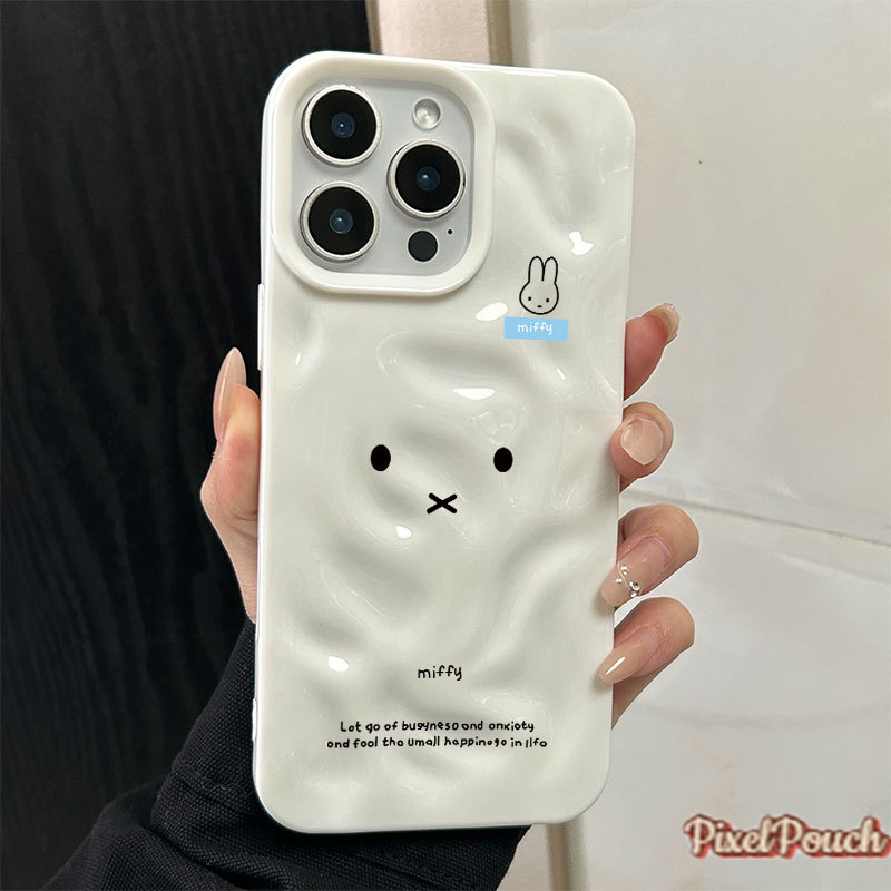 กระต่ายน้อยน่ารัก สีขาว ลูกสุนัข โค้งคำนับ สําหรับIPhone17 16 15 14 13 12 11 7 8plus Pro Promax X XR XS