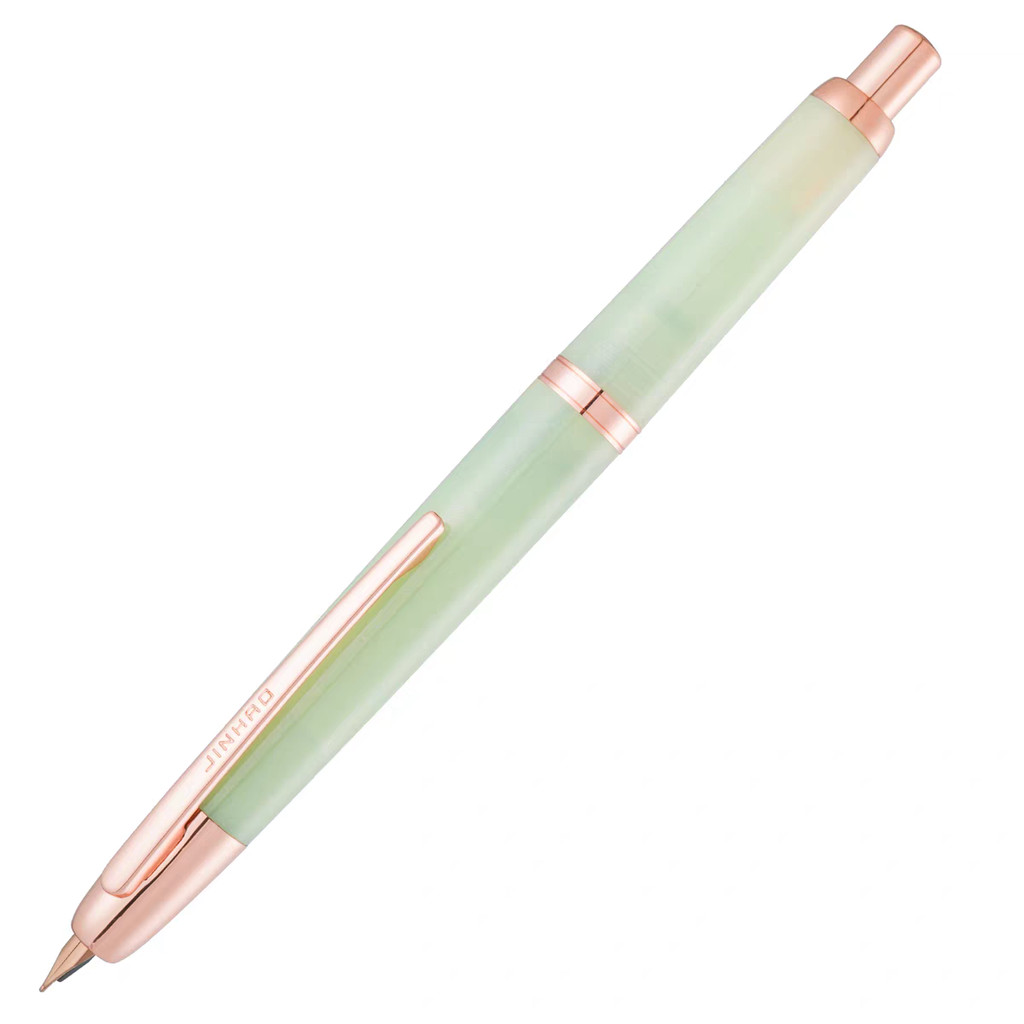 สีลิมิเต็ด! JINHAO 20 สีเขียวมะนาวสีชมพูทองคลิปเรซิ่นกด Fountain ปากกา EF F Nib พร้อมตัวแปลง PK 10 A1