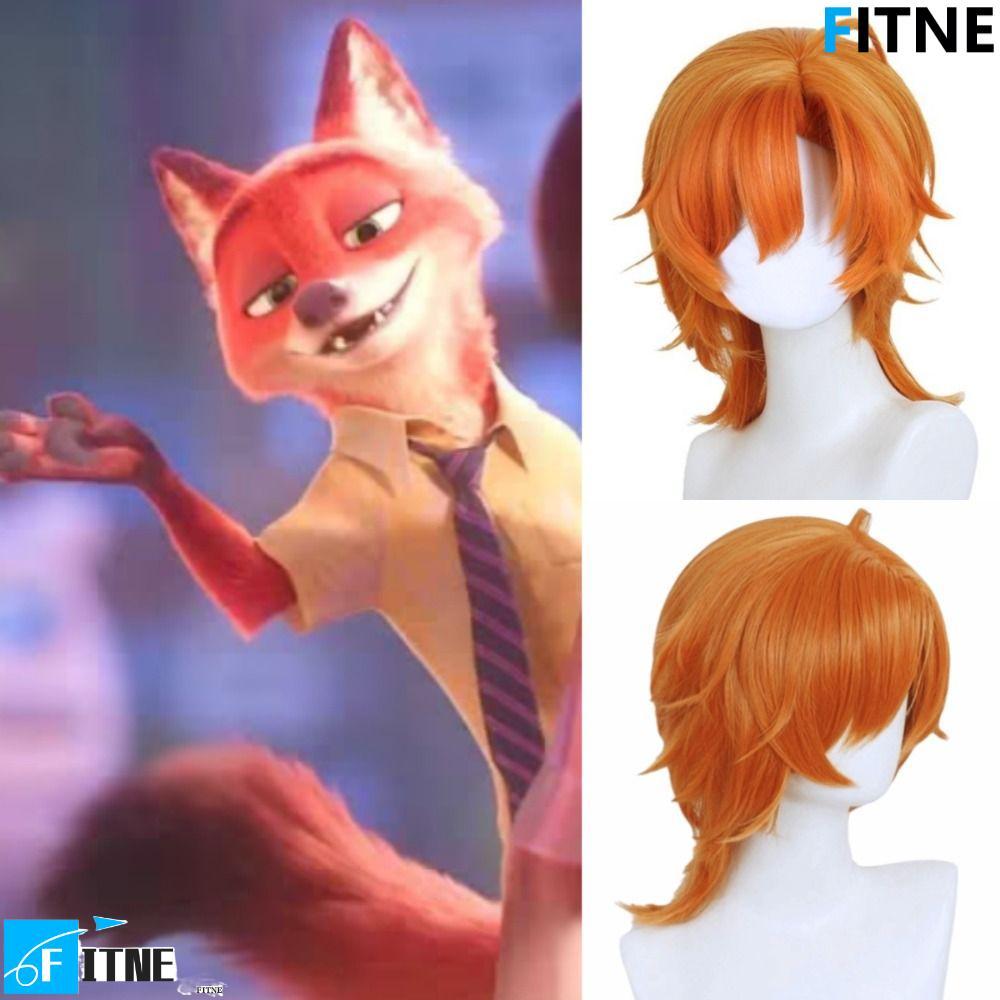 วิกผมคอสเพลย์Nick WildeจากZoo-topia สังเคราะห์สีส้มWolf Cut