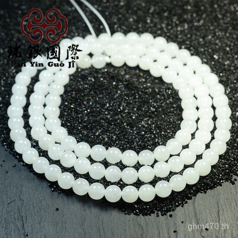 Multi-Circle 108 ผู้ชายผู้หญิง Hetian หยกหยกสีขาว Jasper ขายส่งสร้อยข้อมือ Lanolin สร้อยข้อมือหยกลูก