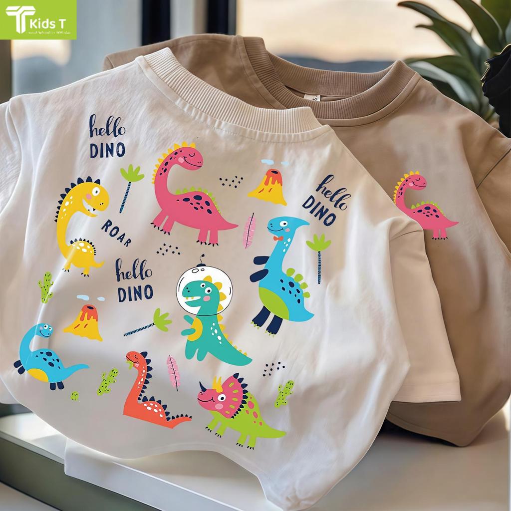 เสื้อยืดแขนสั้นสำหรับเด็กสไตล์เกาหลีแฟชั่นลายไดโนเสาร์ 9 สี จากร้าน Kids T เนื้อผ้าโซโรนา เหมาะสำหรับเด็กชายหญิง #8