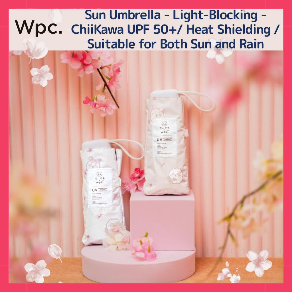 Wpc. ChiiKawa Sun & Rain Folding Umbrella 100% Light Blocking UPF50+ Cute Character Design