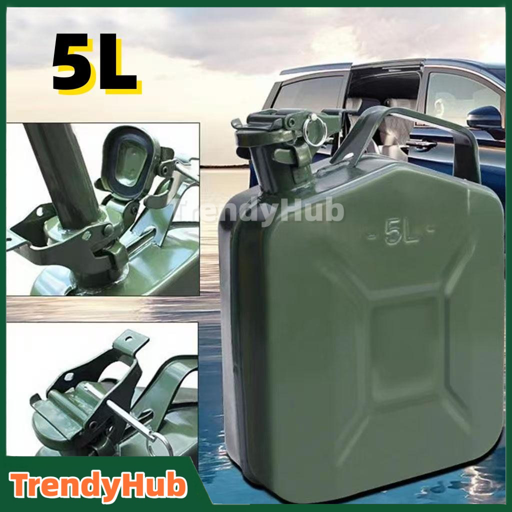 ถังแกลลอนน้ำมัน ขนาด 5 ลิตร 5L Heavy Duty Steel Jerry Can ถังแกลลอนเหล็กเก็บน้ำมันสำรอง 5 Litre Fuel Tank