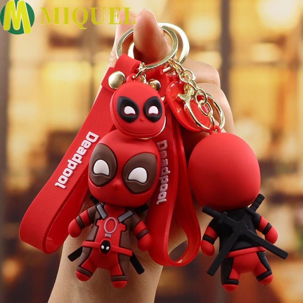 MIQUELZA Deadpool พวงกุญแจน่ารัก, รุ่น Q ซิลิโคน Marvel พวงกุญแจ, กระเป๋าอุปกรณ์เสริม Wilson Wade Ac