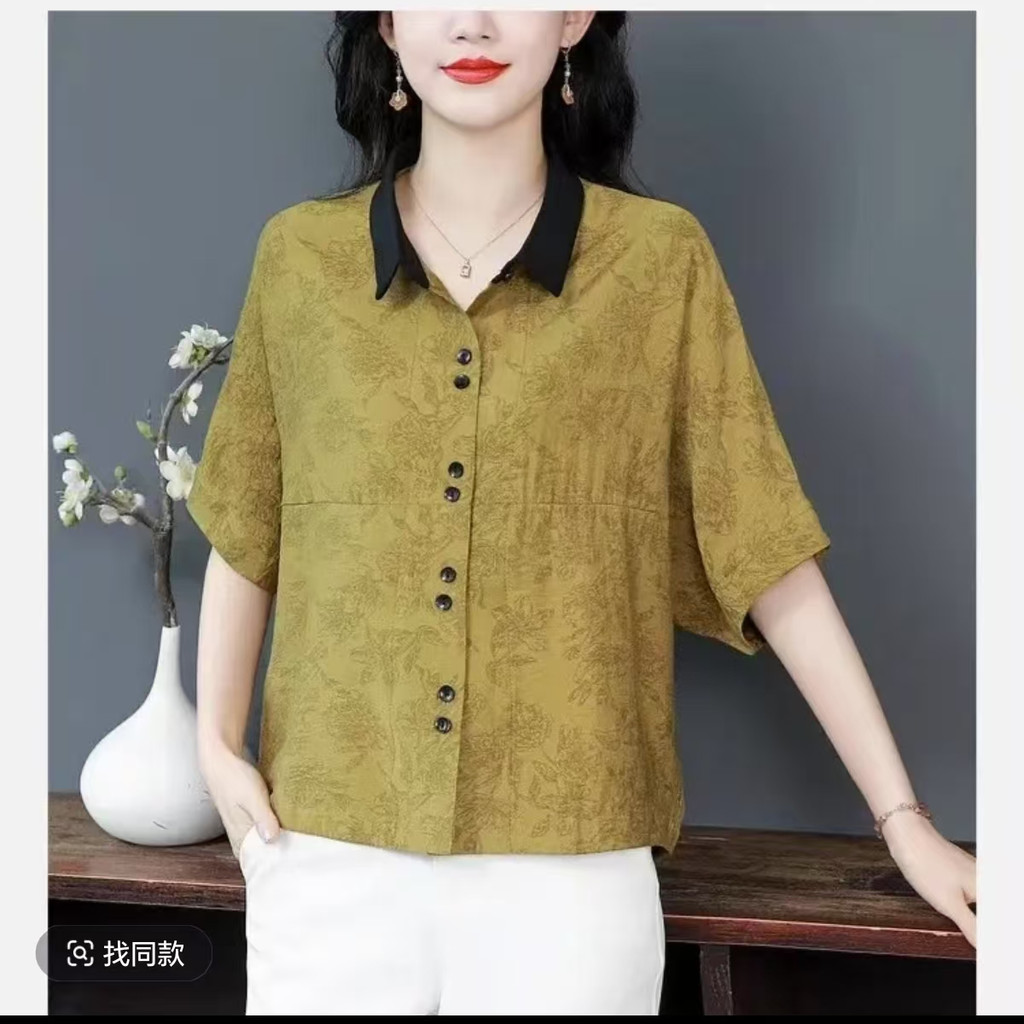 [คลังสินค้าพร้อม] 8336 Mother Wear Classy เสื้อเชิ้ตแขนสั้นแฟชั่นลําลองหลวม 10-1-2jm20251205