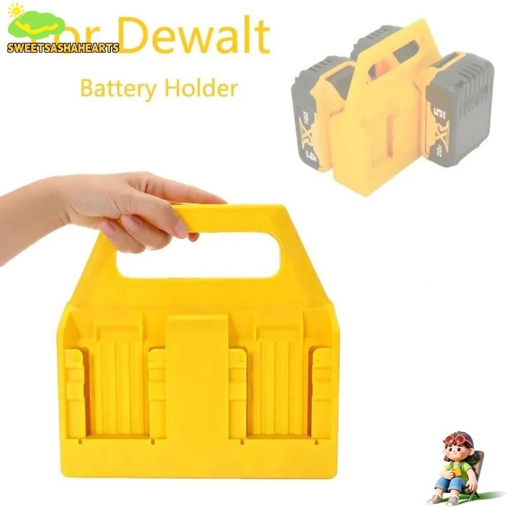 SWEETSASHA ขาตั้งแบบพกพาแบตเตอรี่, 4 ช่อง Drop-proof Battery Storage Rack, ทนทาน Strong Fixing อุปกรณ์แบบพกพาฐานแบตเตอรี่สําหรับ Dewalt 18V 20V