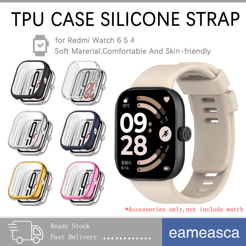 สายซิลิโคน นุ่ม ยางกีฬา สายรัดข้อมือ เคส TPU ปกป้อง Gores for Smartwatch Xiaomi Redmi Watch 6 5 4 อะไหล่